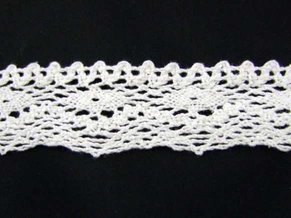 Zdjęcie koronki bawełnianej białej 32 mm.