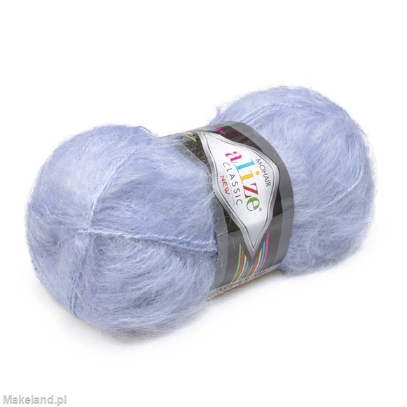 Zdjęcie włóczki Alize Mohair Classic New niebieskiej. 