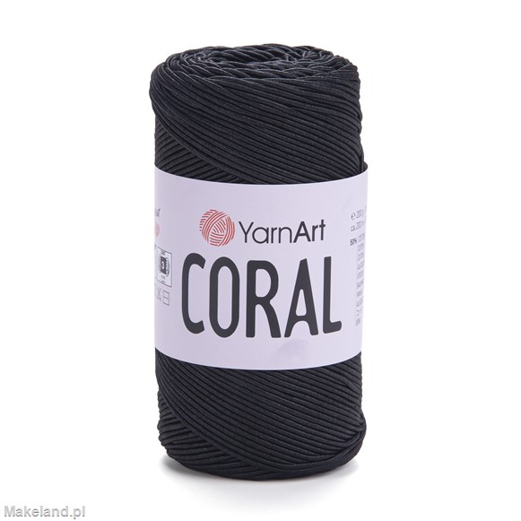 Zdjęcie sznurka YarnArt Coral czarnego. 