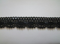 Zdjęcie koronki bawełnianej czarnej 25 mm.