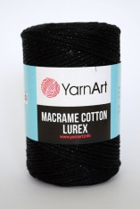 Zdjęcie sznurka Makrama Cotton Lurex czarnej ze srebrem.