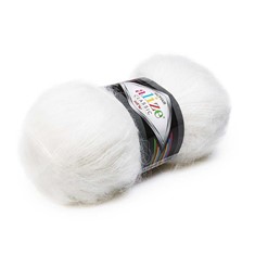 Zdjęcie włóczki Alize Mohair Classic New białej. 